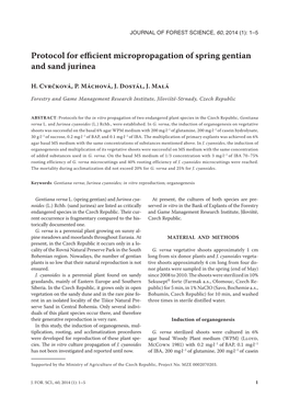 Protocol for Efficient Micropropagation of Spring Gentian and Sand Jurinea