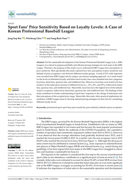 Sport Fans' Price Sensitivity Based on Loyalty Levels: a Case of Korean Professional Baseball League