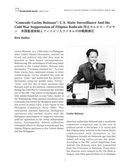 Comrade Carlos Bulosan”: U.S