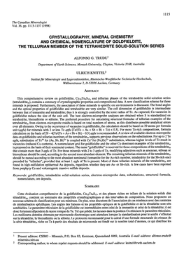 Crystallography, Mineral Chemistry