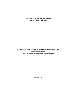 Toxicological Profile for Trichloroethylene (TCE)
