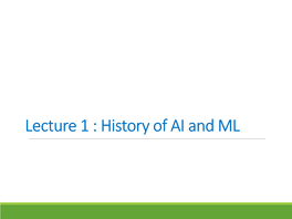 History of AI and ML