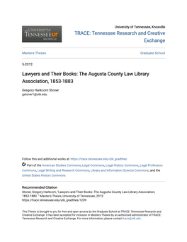 The Augusta County Law Library Association, 1853-1883