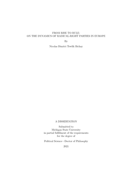 ON the DYNAMICS of RADICAL-RIGHT PARTIES in EUROPE by Nicolas Dimitri Tewﬁk Bichay