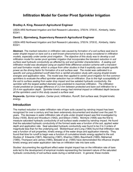 Infiltration Model for Center Pivot Sprinkler Irrigation