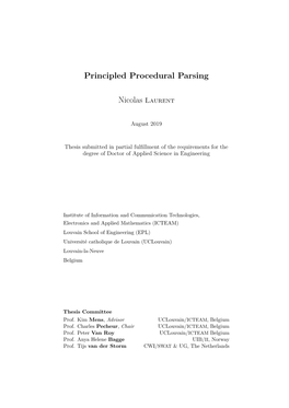 Principled Procedural Parsing Nicolas Laurent