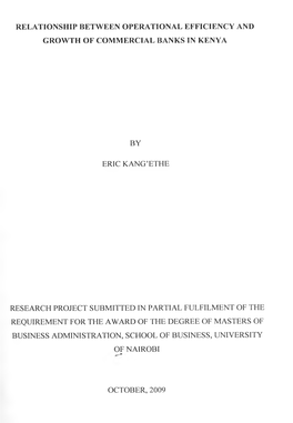 Relationship Between Operational Efficiency and Growth of Commercial Banks in Kenya