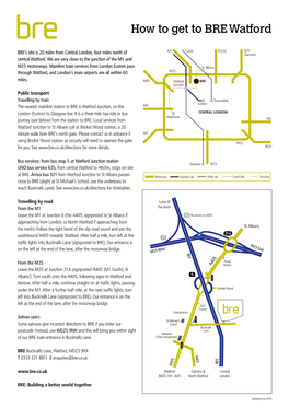 How to Get to BRE Watford