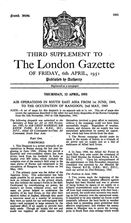 The London Gazette of FRIDAY, 6Th APRIL, 1951 6? Registered As a Newspaper