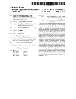 (12) Patent Application Publication (10) Pub. No.: US 2013/0196938 A1 GREEN Et Al