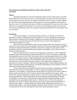 Genetic Diversity of Cypripedium Parviflorum in Door County, Wisconsin Jason Miller