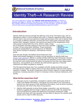 Identity Theft Literature Review, by Graeme R