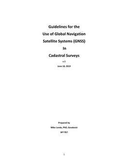 Guidelines for the Use of Global Navigation Satellite Systems (GNSS) in Cadastral Surveys