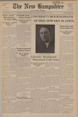 University Mourns Death of Pres. Edward M. Lewis