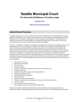 Seattle Municipal Court the Honorable Ed Mckenna, Presiding Judge