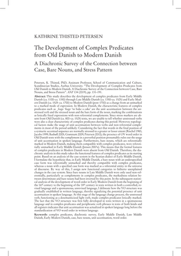 Petersen 2019. the Development of Complex Predicates from Old