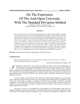 On the Experience of the Arab Open University with the Standard Deviation Method Abdulkarim S