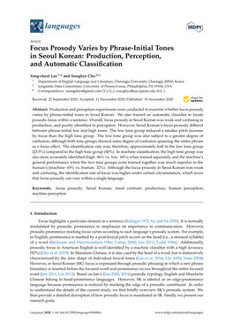 Focus Prosody Varies by Phrase-Initial Tones in Seoul Korean: Production, Perception, and Automatic Classiﬁcation