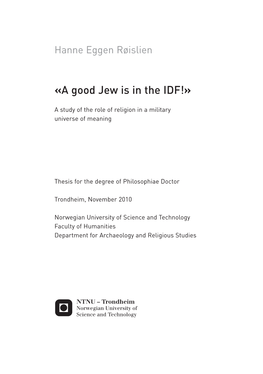 «A Good Jew Is in the IDF!»