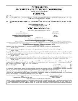 YRC Worldwide Inc. (Exact Name of Registrant As Specified in Its Charter)