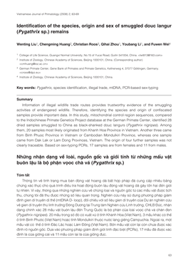 Identification of the Species, Origin and Sex of Smuggled Douc Langur (Pygathrix Sp.) Remains Nh˜Ng Nhàn Dπng V“ Loµi