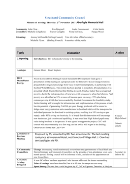 Strathard Community Council Topic Discussion Action