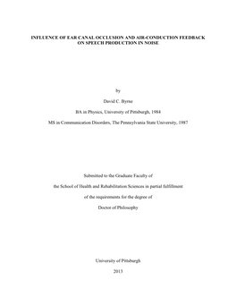 I INFLUENCE of EAR CANAL OCCLUSION and AIR-CONDUCTION FEEDBACK