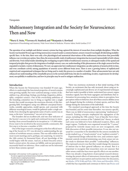 Multisensory Integration and the Society for Neuroscience: Then and Now