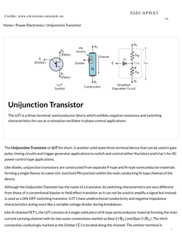 Unijunction Transistor