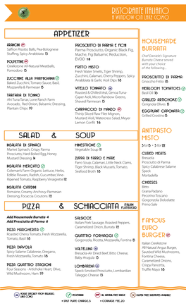 Appetizer Salad & Soup & Pizza Schiacciata Italian