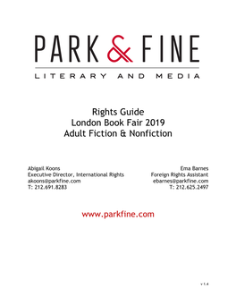 Rights Guide London Book Fair 2019 Adult Fiction & Nonfiction