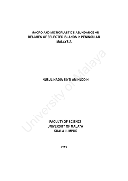 Macro and Microplastics Abundance on Beaches of Selected Islands in Peninsular Malaysia