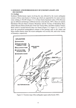 3. Geology and Hydrogeology of Çukurova Basin and Its Vicinity 3.1