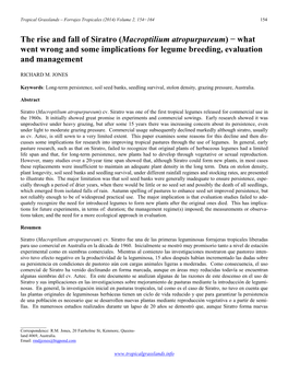 The Rise and Fall of Siratro (Macroptilium Atropurpureum) − What Went Wrong and Some Implications for Legume Breeding, Evaluation and Management