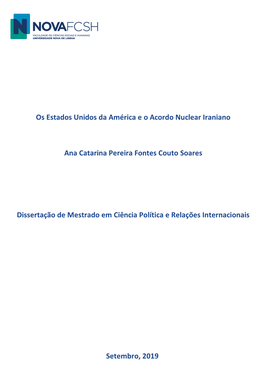 Os Estados Unidos Da América E O Acordo Nuclear Iraniano