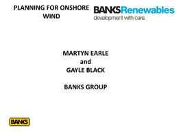 MARTYN EARLE and GAYLE BLACK BANKS GROUP PLANNING FOR