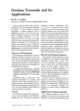 Osmium Tetroxide and Its Applications