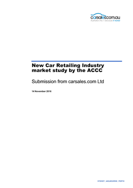 New Car Retailing Industry Market Study by the ACCC Submission