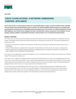 Cisco Clean Access: a Network Admissions Control Appliance