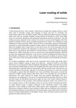 Laser Cooling of Solids