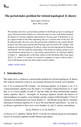 The Period-Index Problem for Twisted Topological K–Theory