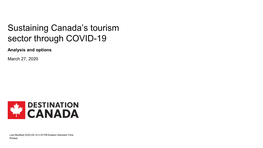 Sustaining Canada's Tourism Sector Through COVID-19