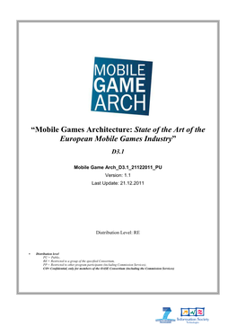 Mobile Game Arch D3.1 21122011 PU Version: 1.1