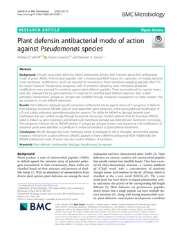 Plant Defensin Antibacterial Mode of Action Against Pseudomonas Species Andrew E