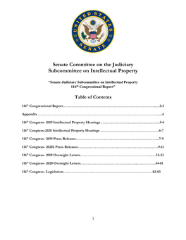 Senate Committee on the Judiciary Subcommittee on Intellectual Property