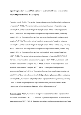 (OPCS 4.8) That We Used to Identify Knee Revision in The