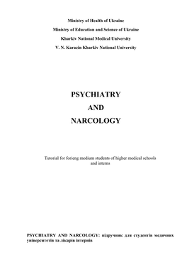 Psychiatry and Narcology