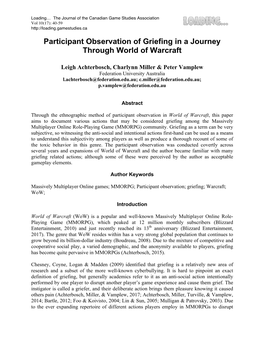 Participant Observation of Griefing in a Journey Through World of Warcraft