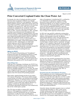 Prior Converted Cropland Under the Clean Water Act