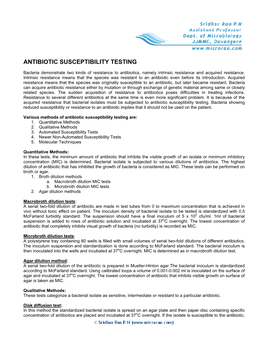 Antibiotic Susceptibility Testing